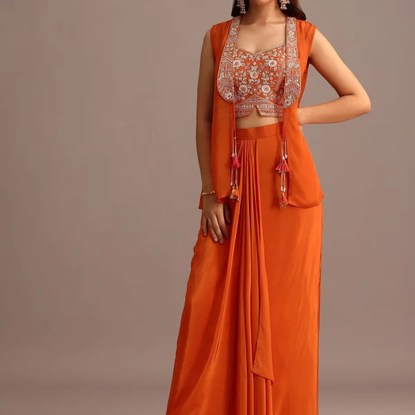 Purple Silk Co-Ord Set With Traditional Bandhani And Leheriya Print