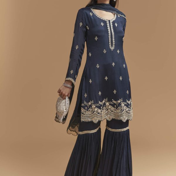 Rust Red Silk Kurta Set For Men With Embroidery